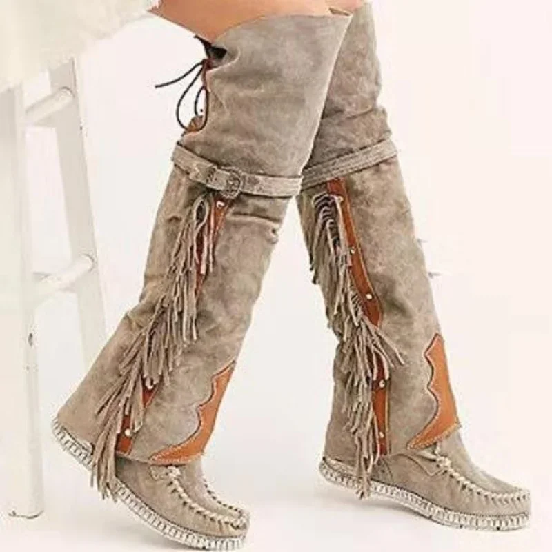 Ethnic And Fashion - Fashion Bohemia Knee-length Women Boots Ethnic