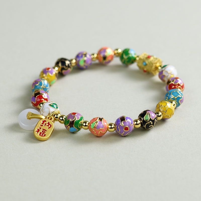 Ethnic Contemporary Fashion - Cloisonné Enamel Ethnic Fortune Bracelet Artisan