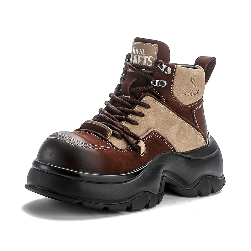 Ethnic And Fashion - 6cm Genuine Leather Wedge Fashion Boots