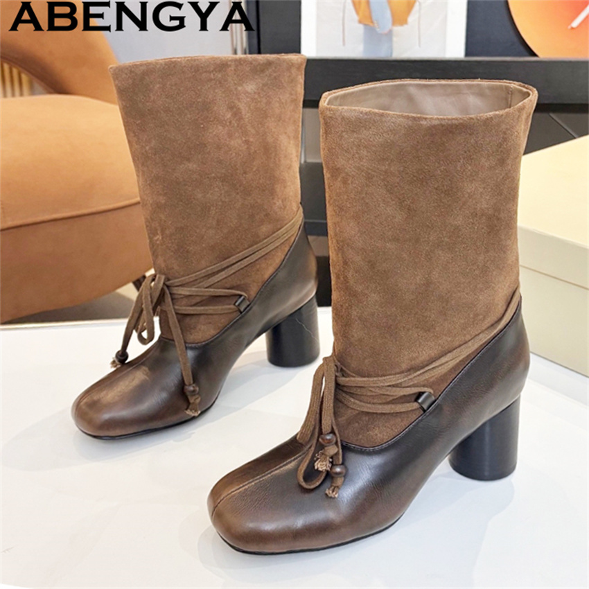 ABENGYA Chunky Heel Mid Calf B - Ethnic Fashion Week recension och pris